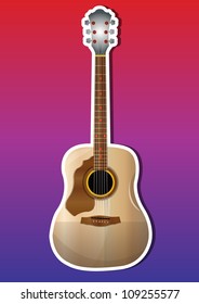 Guitar, Acoustic, Brown, vector illustration