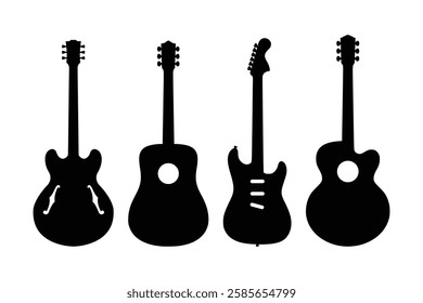 guitar acoustic electric silhouette vector design illustration 