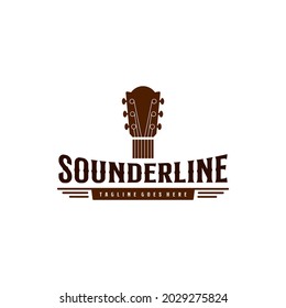 Guitar Acoustic Music Vintage Logo Design
