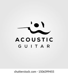 guitar acoustic negative space simple logo design illustration