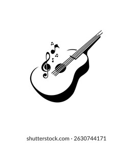 Guitar acoustic and note music instruments 