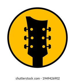 Guitar acoustic pick headstock vector design icon flat logo