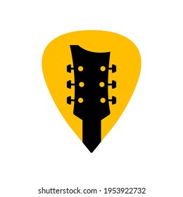 Guitar acoustic pick vector design icon flat logo. Mediator guitar music symbol headstock