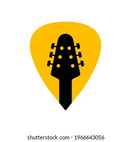 Guitar acoustic pick vector design icon flat logo. Mediator guitar music symbol headstock