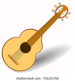guitar acoustic . The six strings . Vector illustration .