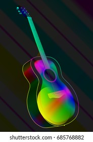 guitar, acoustic, unique multi colored