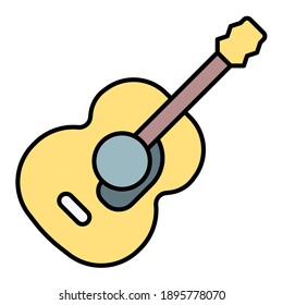 acústica de guitarra con color suave y estilo de línea relleno