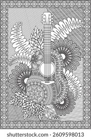 Guitar Adult Coloring Page Outline