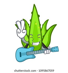 With guitar aloevera character cartoon style
