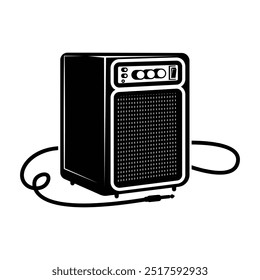 Guitar amp icon silhouette isolated on white background