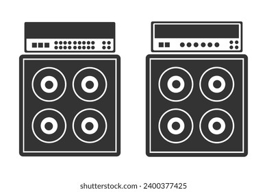 Guitar amplifier and cabinet icon flat design vector ilustration.