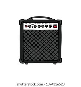 guitar amplifier doodle icon, vector illustration