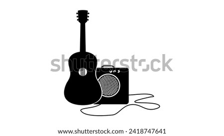  guitar amplifier emblem, black isolated silhouette Stock fotó © 