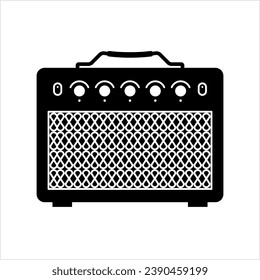 Guitar Amplifier Icon, Guitar Amp Icon, Electrical Signal Strengthener For Loudspeaker Vector Art Illustration