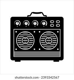 Guitar Amplifier Icon, Guitar Amp Icon, Electrical Signal Strengthener For Loudspeaker Vector Art Illustration