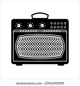 Guitar Amplifier Icon, Guitar Amp Icon, Electrical Signal Strengthener For Loudspeaker Vector Art Illustration