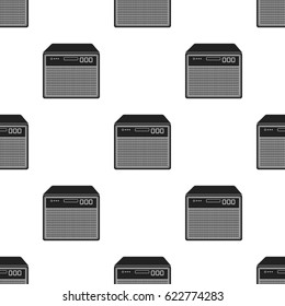 Guitar amplifier icon in black style isolated on white background. Musical instruments pattern stock vector illustration