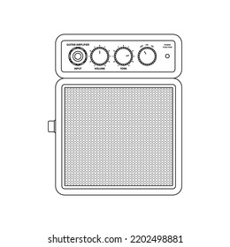 Guitar Amplifier Icon in Outline Style on a White Background Suitable for Audio, Music, Recording Icon. Isolated