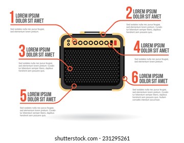 Guitar amplifier icon, vector infographic 