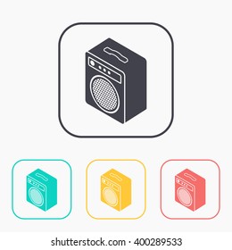 guitar amplifier isometric 3d color icon set 