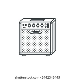 Guitar, amplifier, music, instrument, band, song icon, vector illustration
