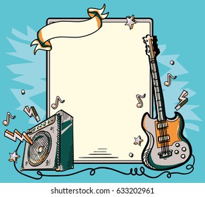Guitar and amplifier musical poster