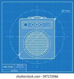 guitar amplifier vector blueprint icon