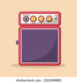 Ilustración del icono del vector de amplificador de guitarra. Vector de amplificador de sonido. Estilo de caricatura plana adecuado para la página de aterrizaje web, pancarta, volante, pegatina, fondo de escritorio