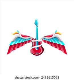 guitar angel illustration design with a colorful appearance