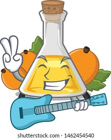 With guitar apricot oil in the cartoon shape