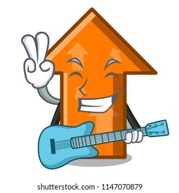 With guitar arrow mascot cartoon style