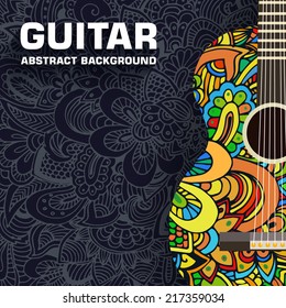 Guitar art icon. guitar classic background. guitar ornament illustration concept. 