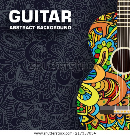 Guitar art icon. guitar classic background. guitar ornament illustration concept. 