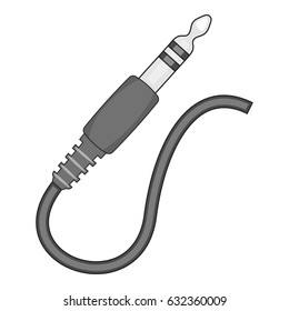 Guitar audio jack with black cable icon in monochrome style isolated on white background vector illustration