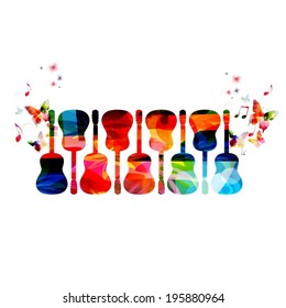 Guitar background with butterflies