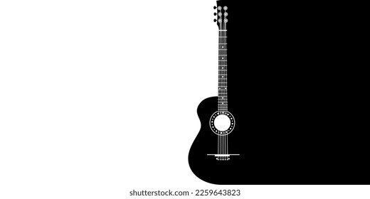 Guitar background. Minimal style design. Guitar creative banner with space for text. Vector illustration