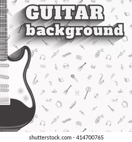 Guitar background. Music pattern, vector illustration.