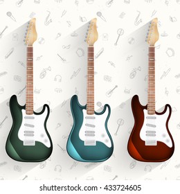 Guitar background. Music pattern, vector illustration.