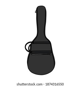 icono del doodle de la bolsa de guitarra, ilustración vectorial