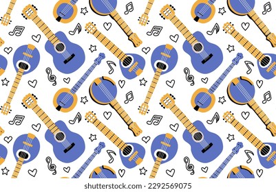guitar, banjo, mandolin seamless pattern