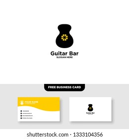 Guitar Bar Logo, Free Business Card