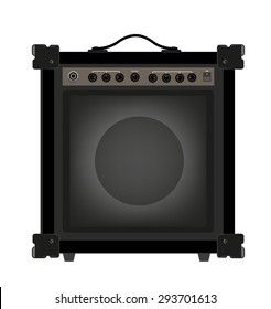 Guitar or Bass amplifier isolated on white background. Editable Clip Art. No copyright infringement for known brands