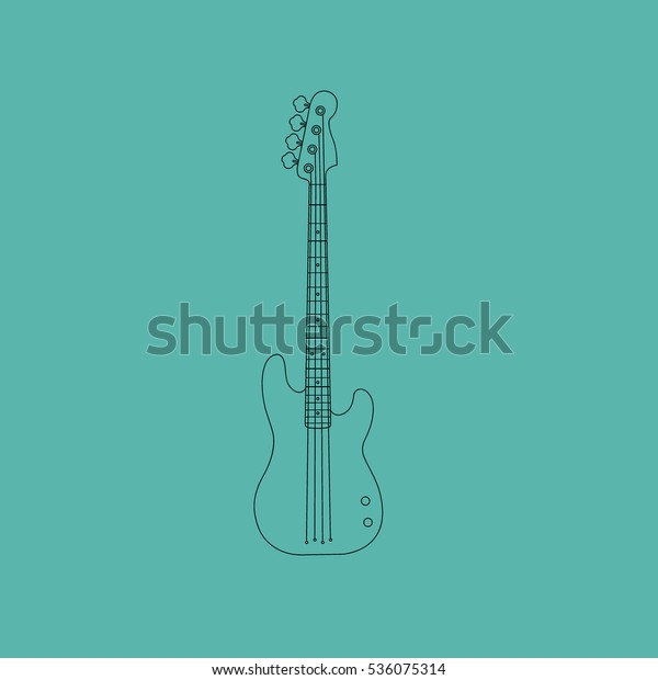 Guitar Bass Drawing Vector Design 