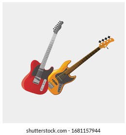 Guitar and bass object to use in music competition advertisement