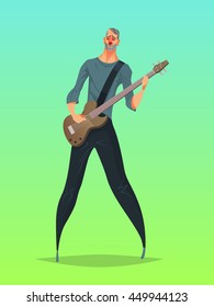 Guitar bass player, Vector illustration.