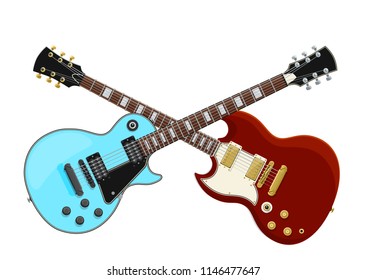 Guitar Battle Concept. Two Electric Guitars Crossed