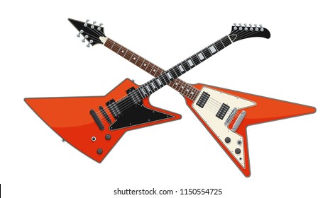Guitar Battle Concept. Two Electric Guitars Crossed