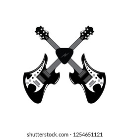 guitar battle in music on white background, vector illustration