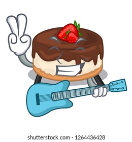 With guitar berries cartoon cake on above table