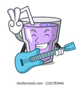 With guitar berry smoothie mascot cartoon